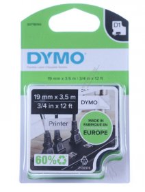 Dymo Colour Cartridge - S0718050 Label Tape Black On White 19mm-3 5m Dymo D1 Tape P