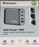 Verbatim Usb Power Supplies - Gnc-100 32202 Gnc-100 Gan Charger 100w Eu-uk-us 3x Usb-c - 1x Usb-a