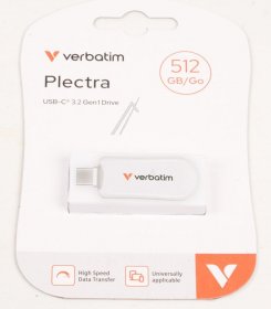 Verbatim Mobile Memory For Computer - 30231 Plectra Usb-c Flash Drive White 512gb