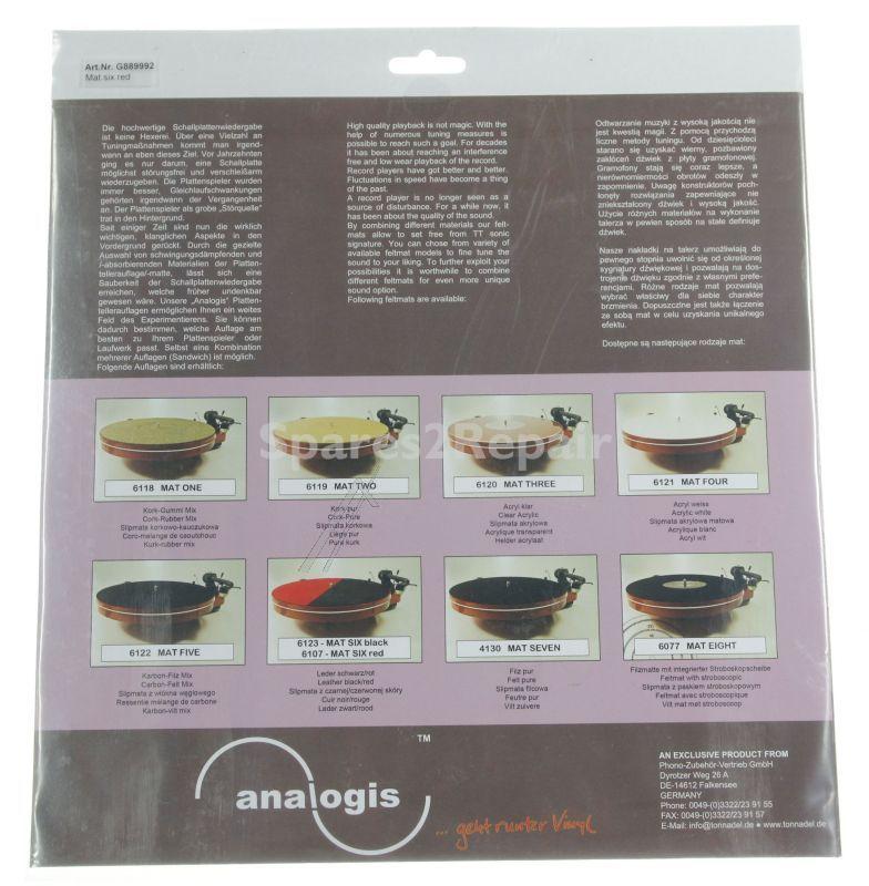 Analogis Turntable Mat - Mat Six Red Turntable Mat Made Of Leather - Red
