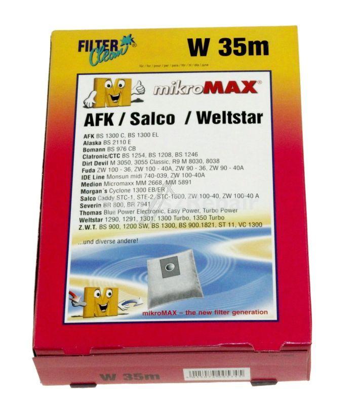 Filterclean Vacuum Cleaner Bags - W35m Fl0048-k Dust Bags Mikromax X 4 + 1