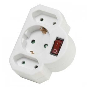 VIVANCO Three-way Plug Adaptor AS 3W SCHUKO ADAPTOR WITH ROCKET SWITCH 1X SCHUKO+ 2 EURO SOCKETS 27369