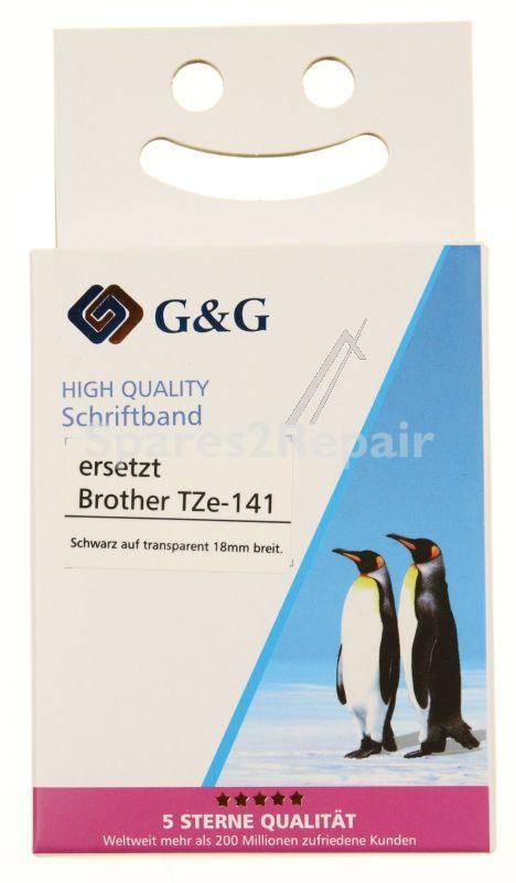 G&g Colour Cartridge - Alternative Ribbon For Tze-141, Black On Transparent