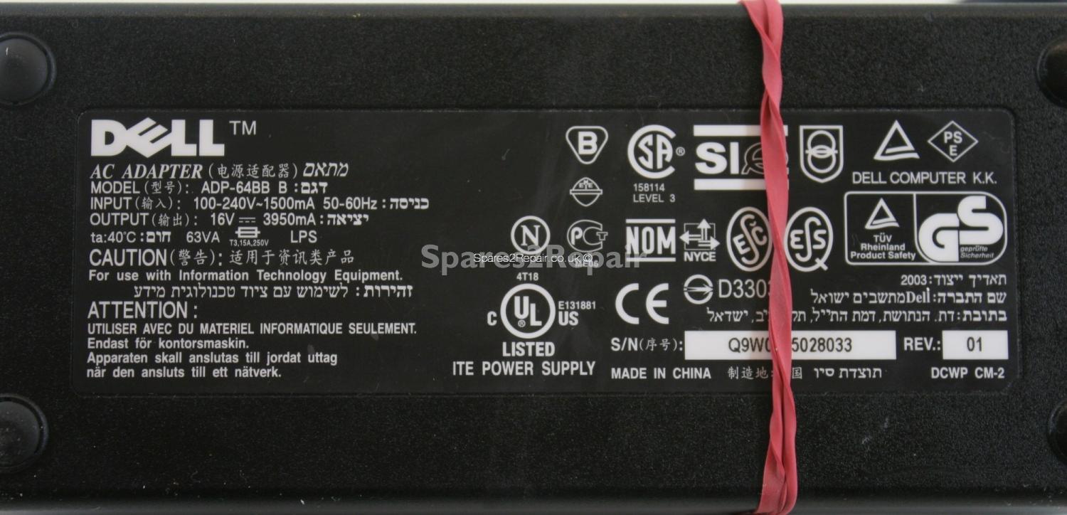Dell - Charger - ADP-64BB - 16V 3.95A (Original)