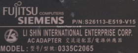 Fujitsu Siemens - Charger - 0335C2065 - S26113-E519-V15 - 20V 3.25A (Original)