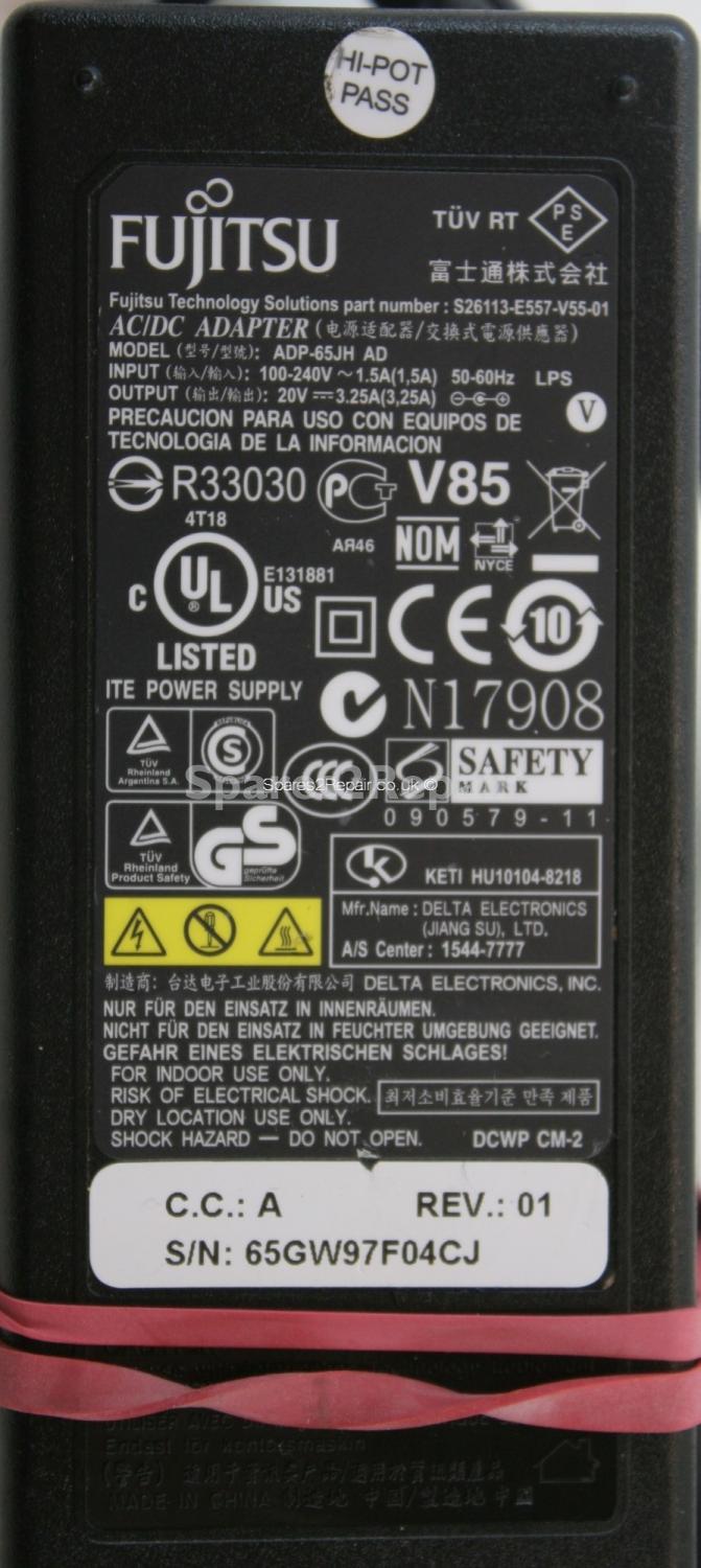 Fujitsu Siemens - Charger - ADP-65JH AD - S26113-E557-V55-01 - 20V 3.25A (Original)