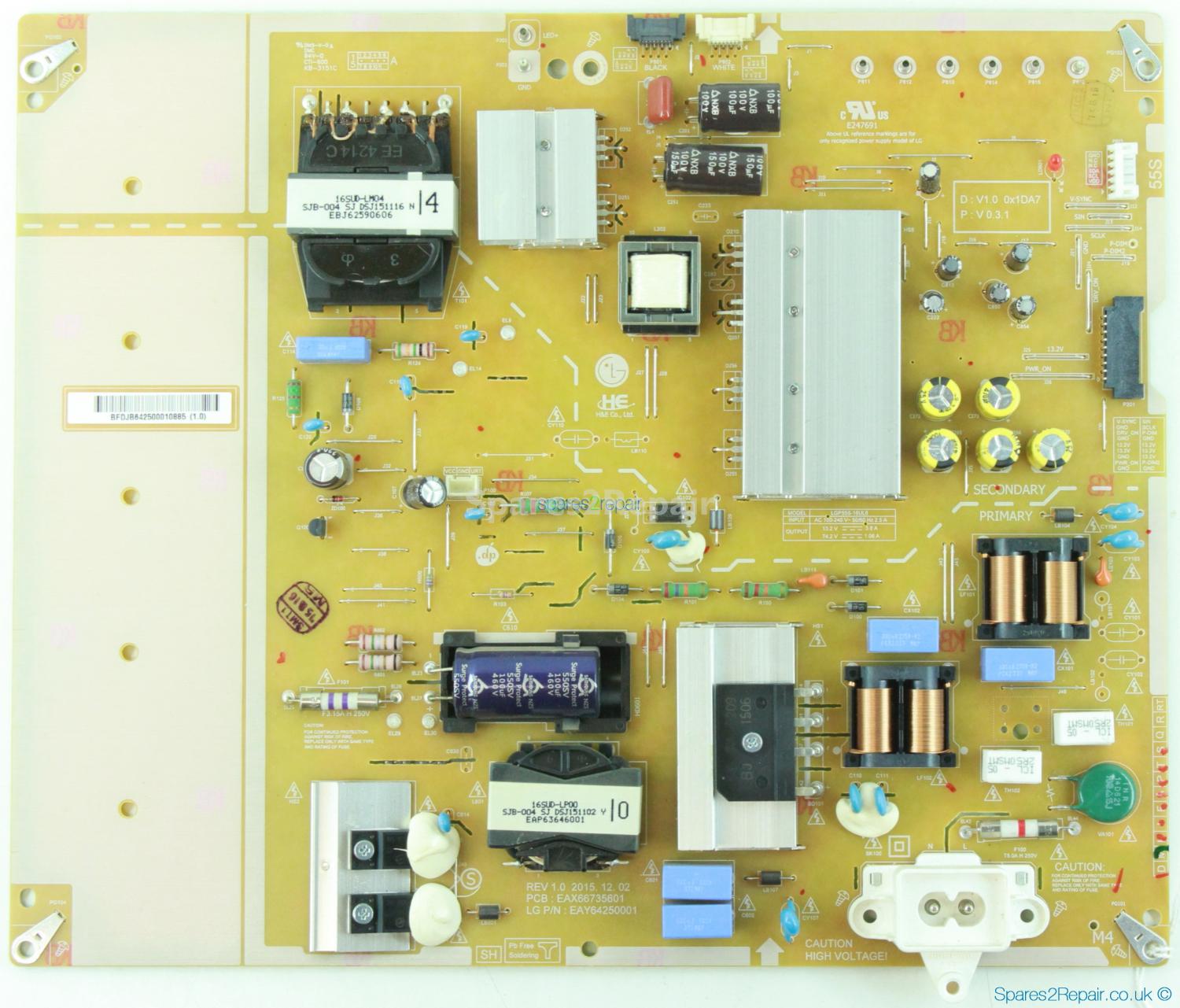 LG 55UH750V-ZA - Power Supply - EAY64250001 - EAX66735601 - REV 1.0 - LGP55S-16UL6
