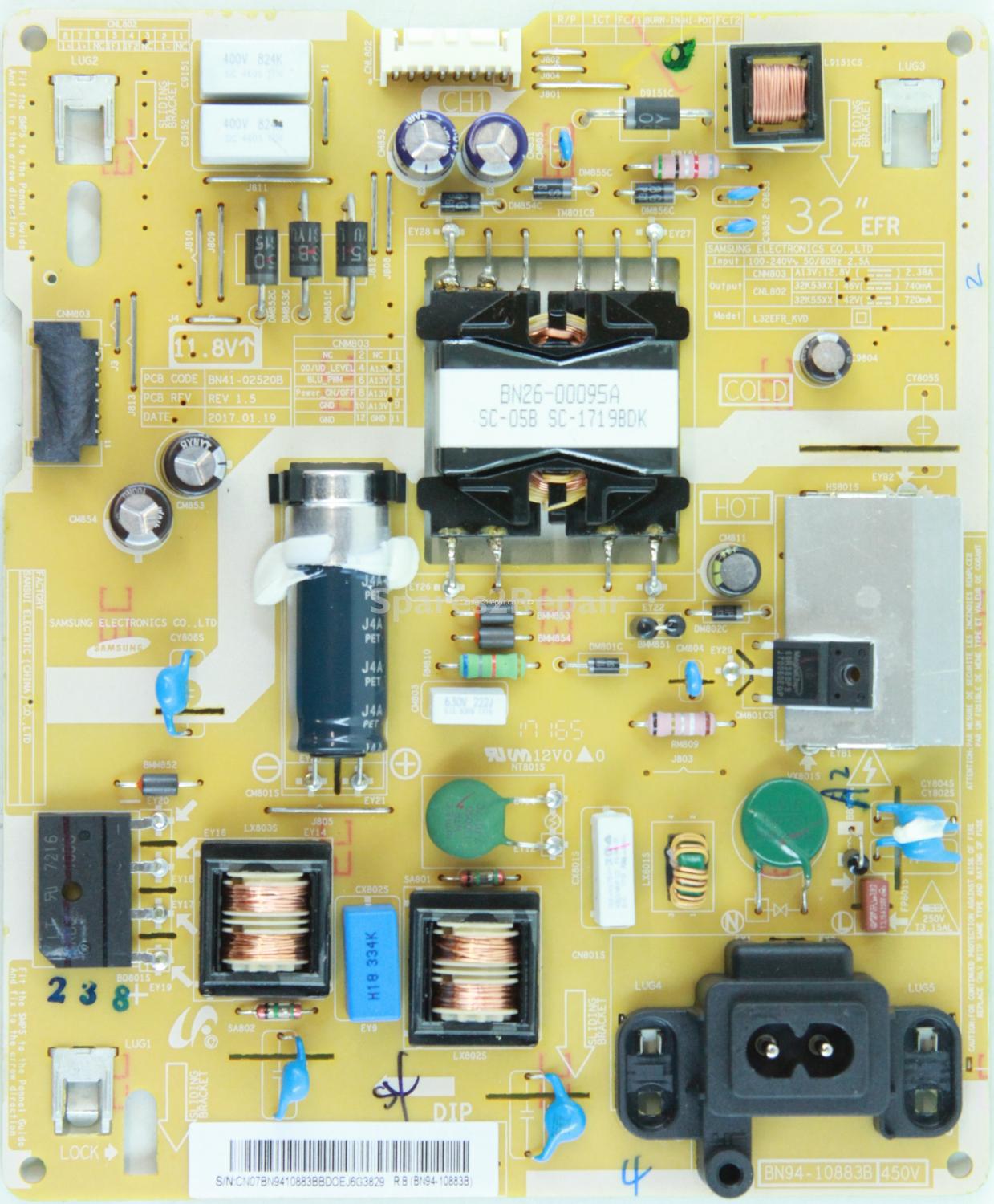 Samsung UE32M5500AK - Power Supply - BN94-10883B - BN41-02520B - REV 1.5 - L32EFR_KVD
