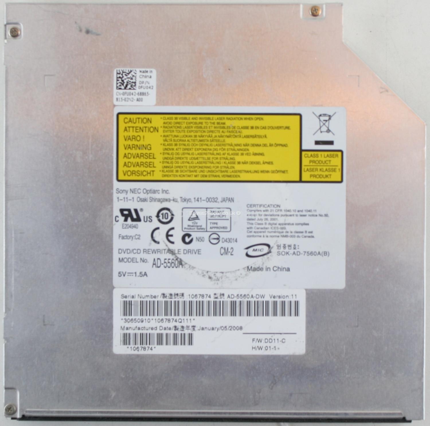 Sony NEC Optiarc - DVD-RW - AD-5560A - SOK-AD-7560A(B) - PATA
