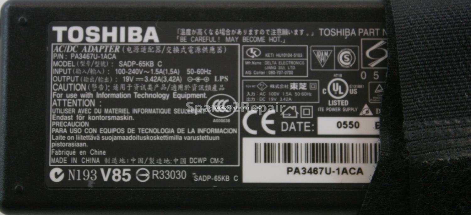 Toshiba - Charger - PA3467U-1ACA - SADP-65KB C - 19V 3.42A (Original)
