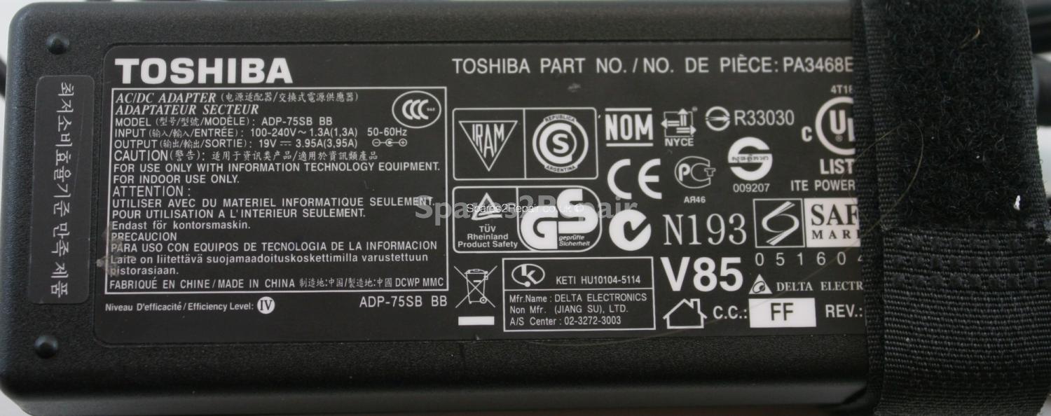 Toshiba - Charger - PA3468E-1AC3 - ADP-75SB BB - 19V 3.95A (Original)