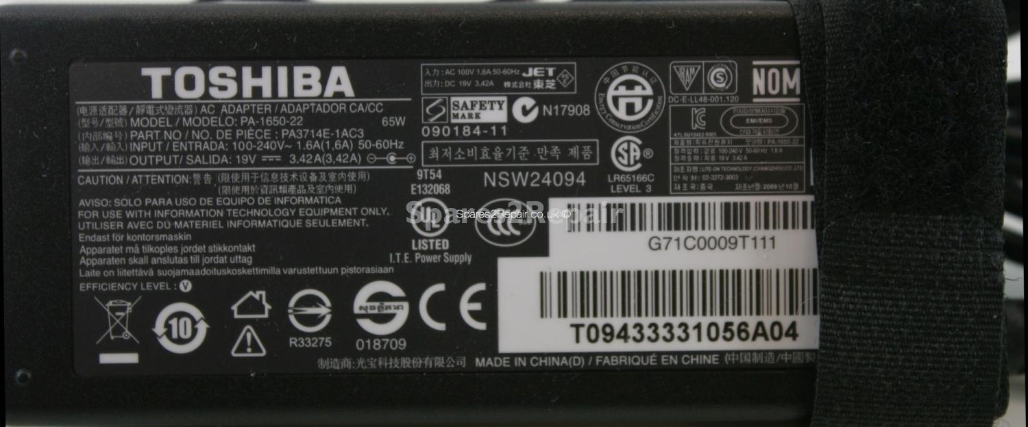 Toshiba - Charger - PA3714E-1AC3 - PA-1650-22 - 19V 3.42A (Original)